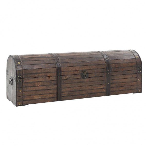 Baúl de almacenaje estilo vintage madera maciza 120x30x40 cm
