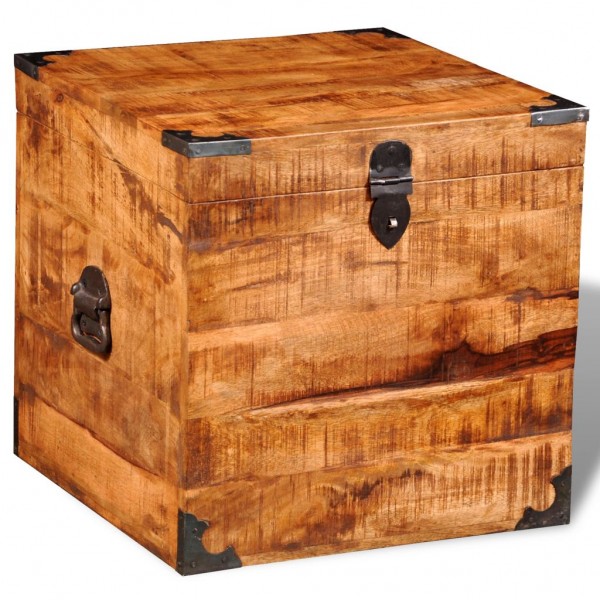 Baúl de almacenamiento cúbico de madera de mango rugosa