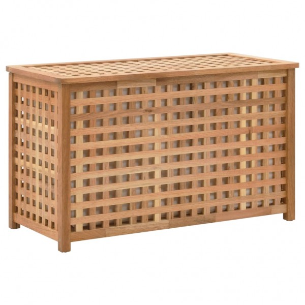 Baúl para la ropa sucia madera maciza nogal 77.5x37.5x46.5 cm