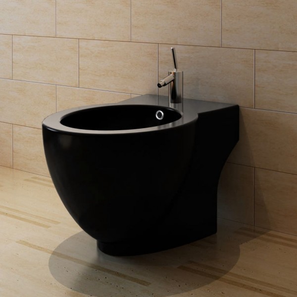 Bidet redondo de cerámica. negro