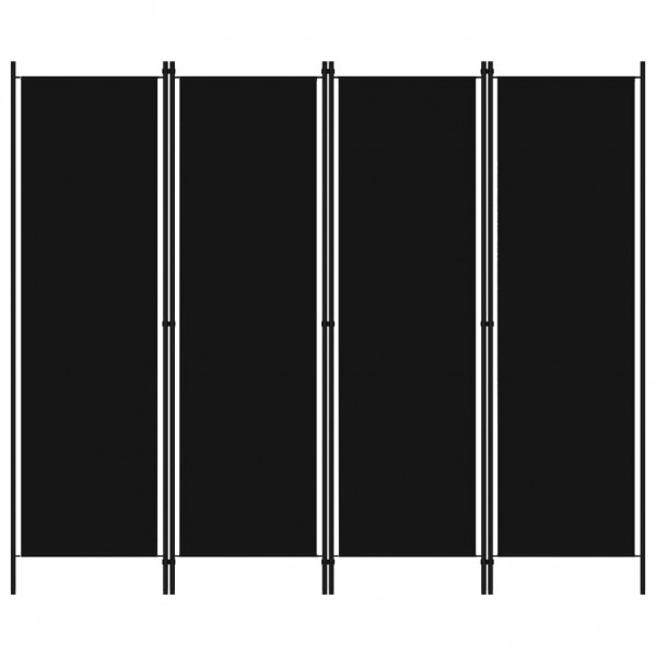 Biombo divisor de 4 paneles negro 200x180 cm