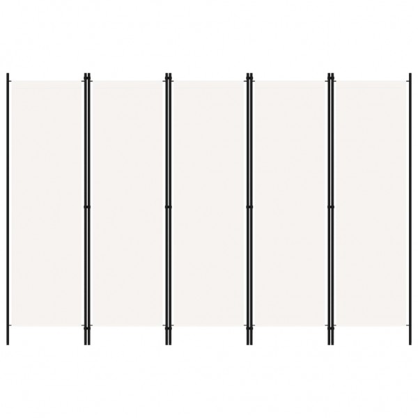 Biombo divisor de 5 paneles blanco crema 250x180 cm