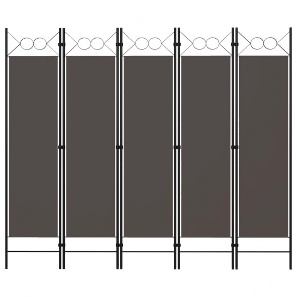 Biombo divisor de 5 paneles gris antracita 200x180 cm