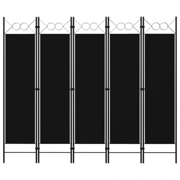 Biombo divisor de 5 paneles negro 200x180 cm