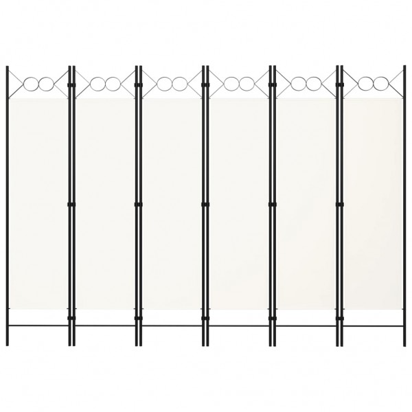 Biombo divisor de 6 paneles blanco crema 240x180 cm