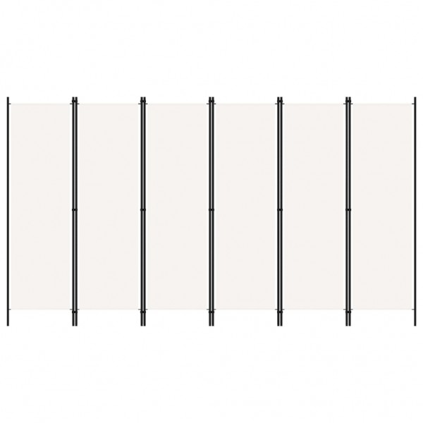 Biombo divisor de 6 paneles blanco crema 300x180 cm