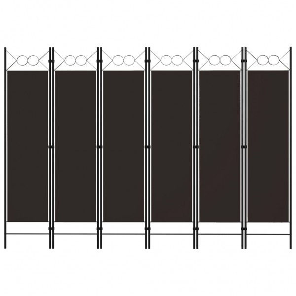 Biombo divisor de 6 paneles marrón 240x180 cm