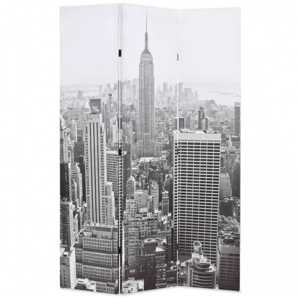 Biombo divisor plegable 120x170 cm Nueva York blanco y negro