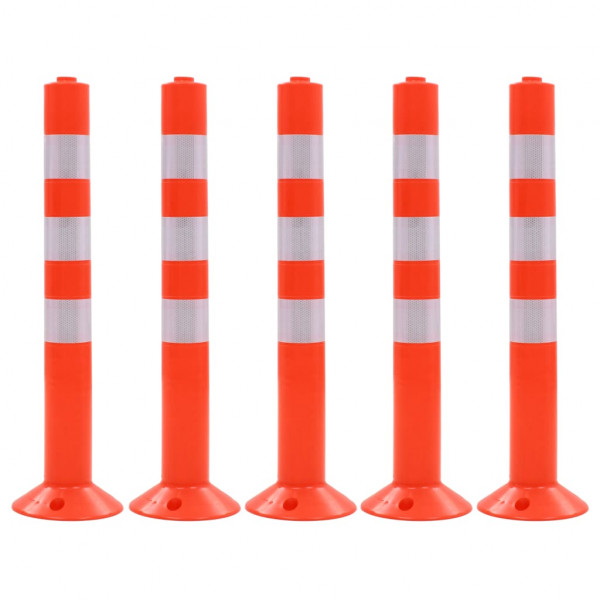 Bolardos de control de tráfico plástico 75 cm 5 unidades