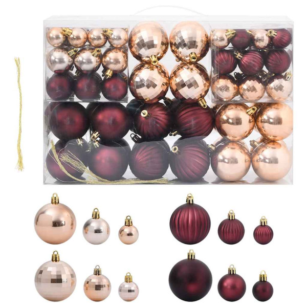 Bolas de Navidad 100 uds color champán y marrón oscuro Ø3/4/6cm