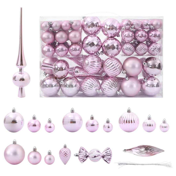 Bolas de Navidad 98 unidades rosa Ø3/4/6 cm