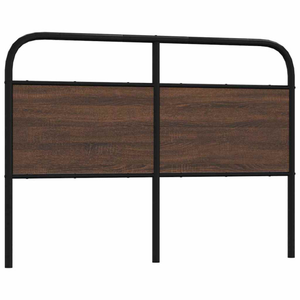 Cabecero de acero y madera de ingeniería marrón roble 140 cm
