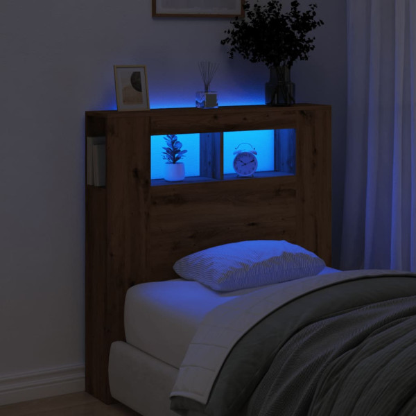 Cabecero LED madera ingeniería roble artisan 100x18.5x103.5 cm