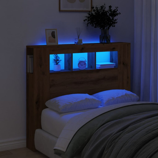 Cabecero LED madera ingeniería roble artisan 120x18.5x103.5 cm