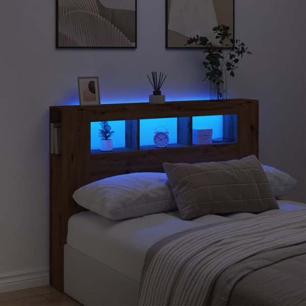 Cabecero LED madera ingeniería roble artisan 140x18.5x103.5 cm