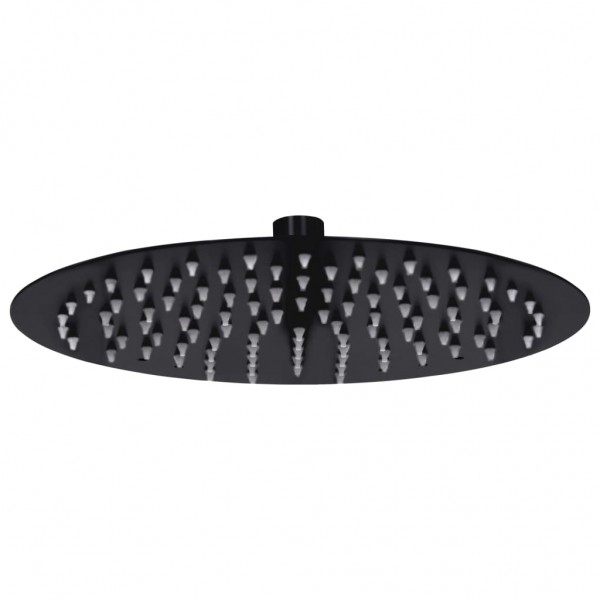 Cabezal de ducha efecto lluvia acero inox redondo negro 25 cm