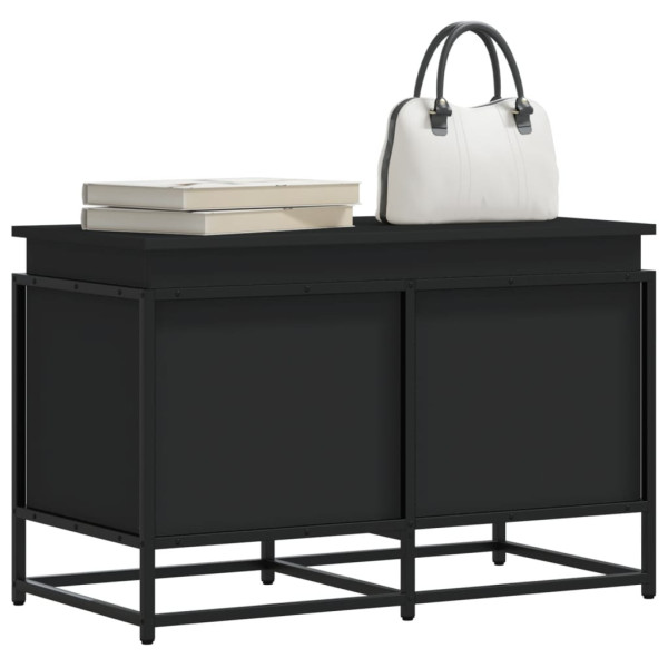 Caja almacenaje con tapa madera ingeniería negro 80x40x51.5 cm