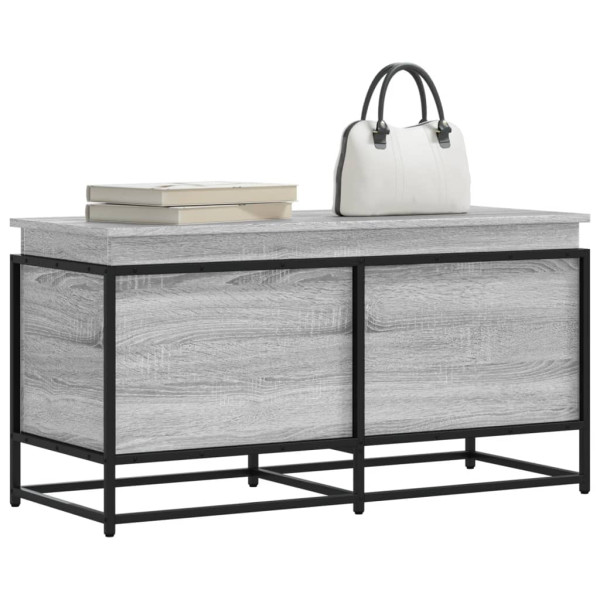 Caja de almacenaje con tapa madera gris Sonoma 100x40x51.5 cm