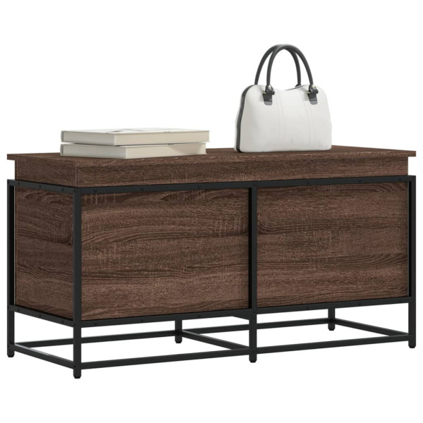 Caja de almacenaje con tapa madera marrón roble 100x40x51.5 cm