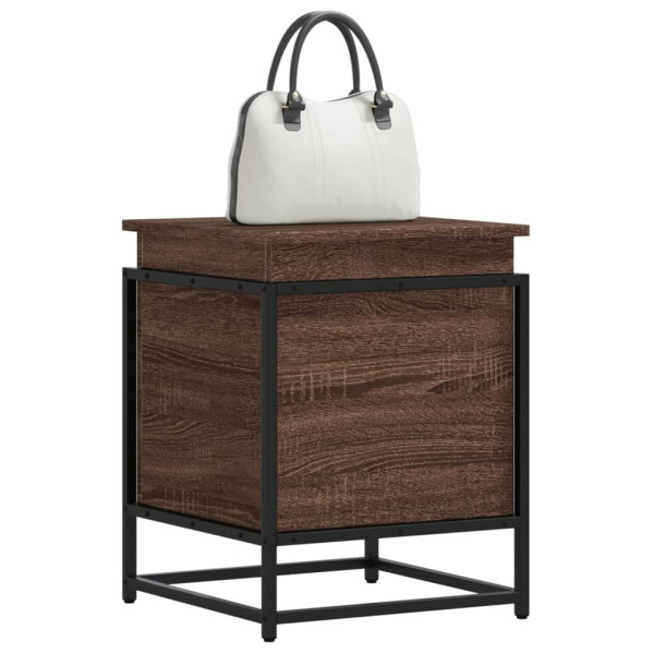 Caja de almacenaje con tapa madera marrón roble 40x40x51.5 cm