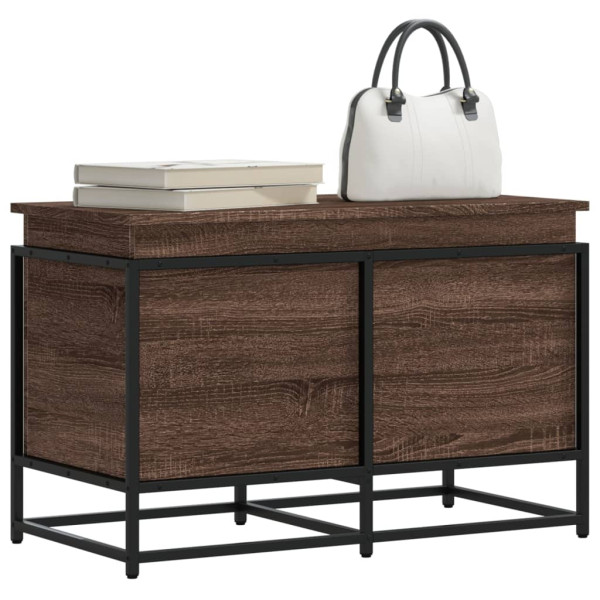 Caja de almacenaje con tapa madera marrón roble 80x40x51.5 cm