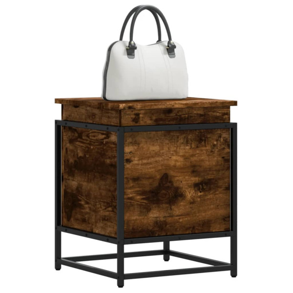 Caja de almacenaje con tapa madera roble ahumado 40x40x51.5 cm