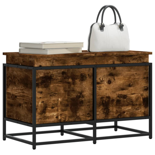 Caja de almacenaje con tapa madera roble ahumado 80x40x51.5 cm