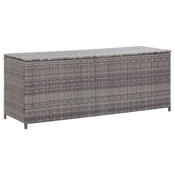Caja de almacenaje de jardín ratán sintético gris 150x50x60 cm