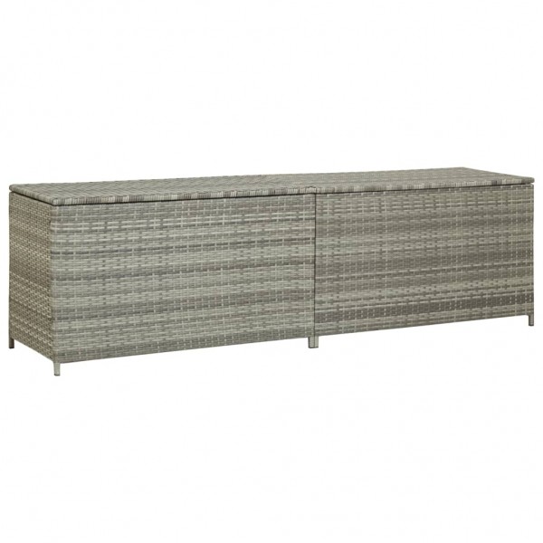 Caja de almacenaje de jardín ratán sintético gris 200x50x60 cm