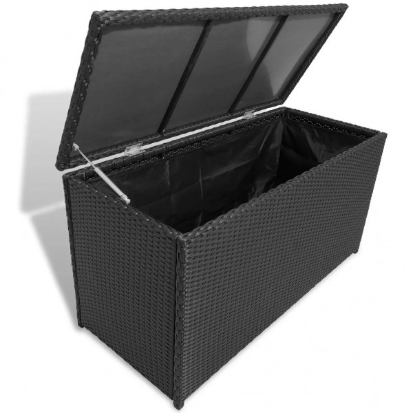 Caja de almacenaje jardín ratán sintético negro 120x50x60 cm