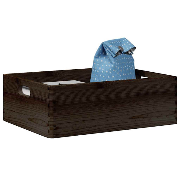 Caja de madera con asas madera maciza pino negra 40x30x13 cm