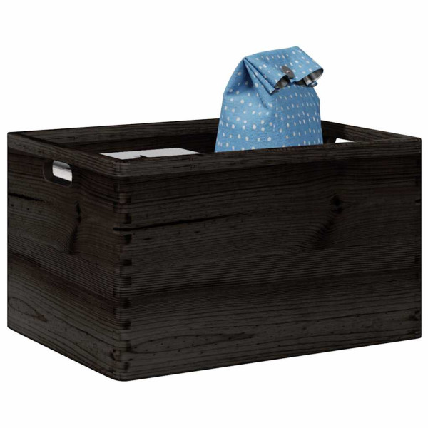 Caja de madera con asas madera maciza pino negra 40x30x23 cm