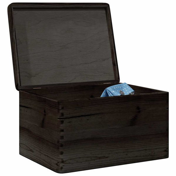 Caja de madera con tapa madera maciza de pino negra 40x30x23 cm