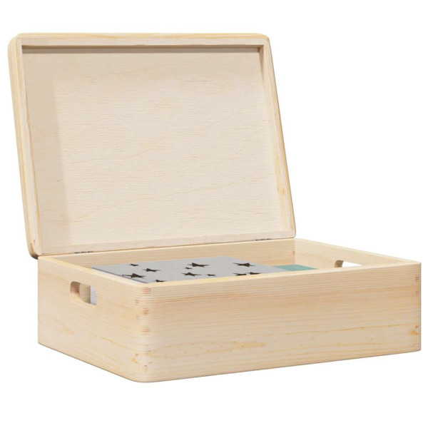 Caja de madera con tapa y asas madera maciza pino 40x30x13 cm
