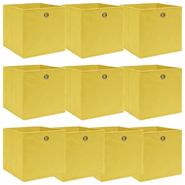 Cajas de almacenaje 10 uds tela amarillo 32x32x32 cm