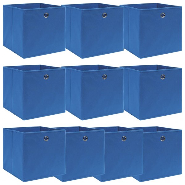 Cajas de almacenaje 10 uds tela azul 32x32x32 cm