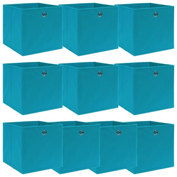 Cajas de almacenaje 10 uds tela azul celeste 32x32x32 cm