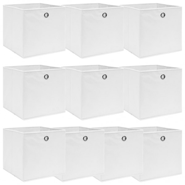 Cajas de almacenaje 10 uds tela blanco 32x32x32 cm
