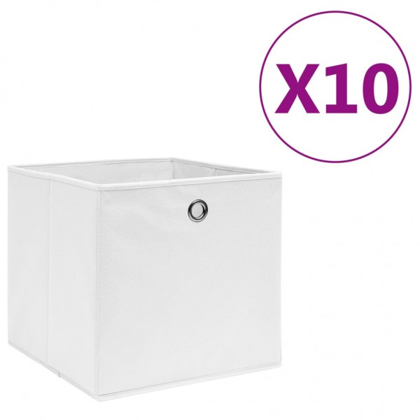 Cajas de almacenaje 10 uds tela no tejida blanco 28x28x28 cm