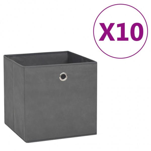 Cajas de almacenaje 10 uds tela no tejida gris 28x28x28 cm