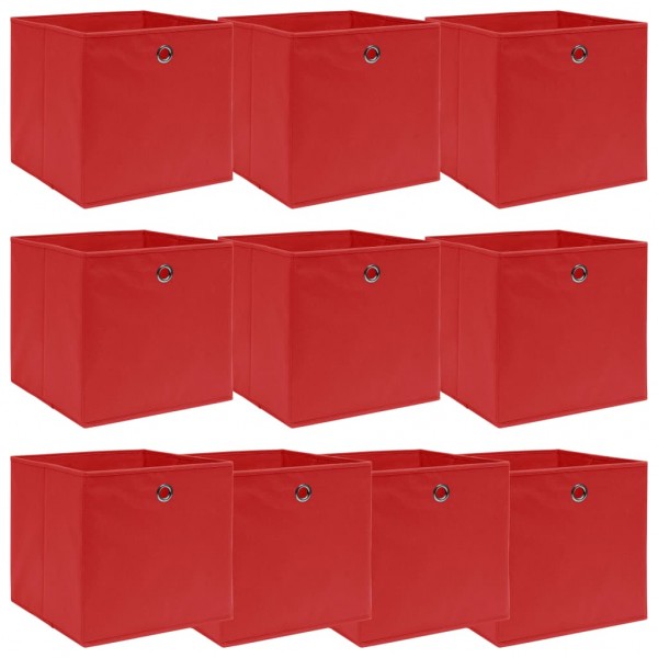 Cajas de almacenaje 10 uds tela rojo 32x32x32 cm