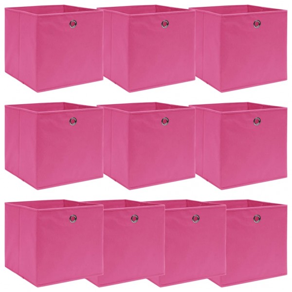 Cajas de almacenaje 10 uds tela rosa 32x32x32 cm