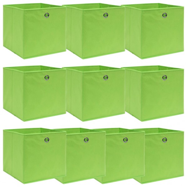 Cajas de almacenaje 10 uds tela verde 32x32x32 cm
