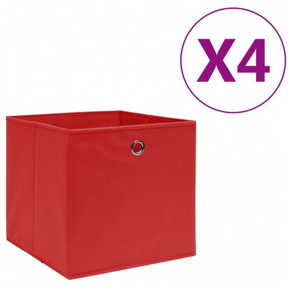 Cajas de almacenaje 4 uds tela no tejida rojo 28x28x28 cm
