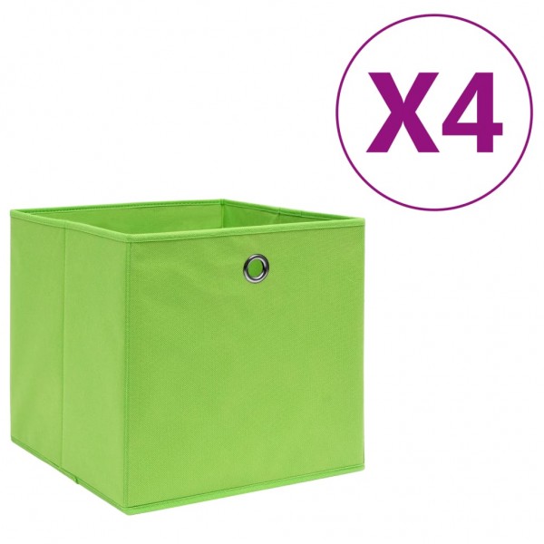 Cajas de almacenaje 4 uds tela no tejida verde 28x28x28 cm