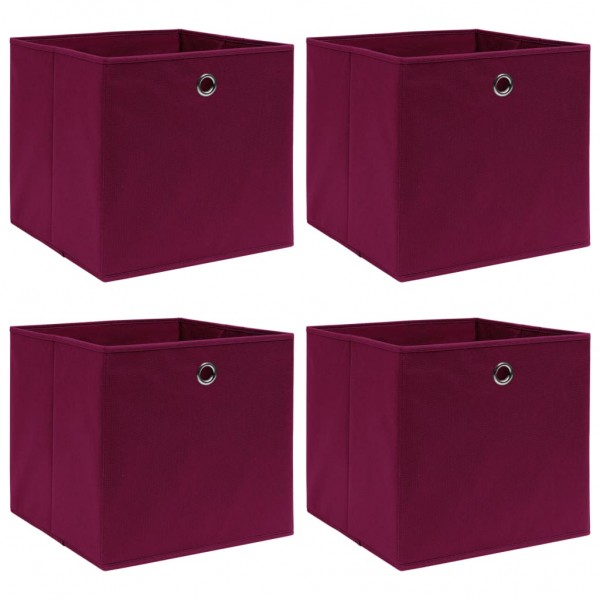 Cajas de almacenaje 4 uds tela rojo oscuro 32x32x32 cm