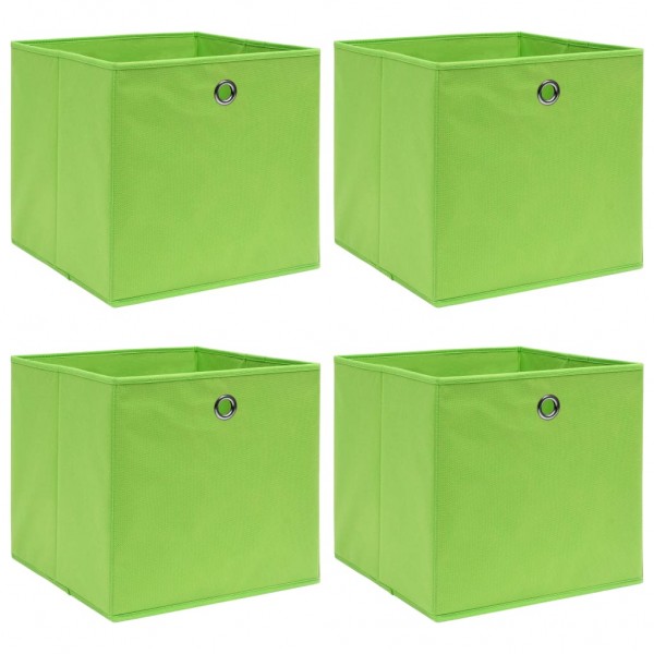 Cajas de almacenaje 4 uds tela verde 32x32x32 cm