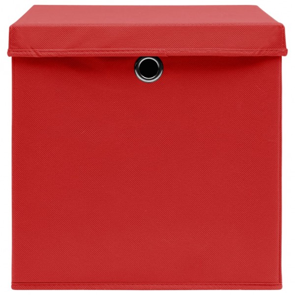 Cajas de almacenaje con tapas 4 uds rojo 28x28x28 cm