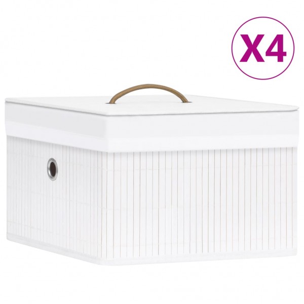 Cajas de almacenamiento de bambú 4 unidades blanco