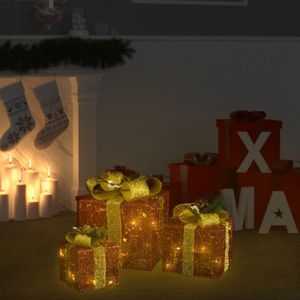Cajas decorativas de regalo de Navidad 3 piezas rojo